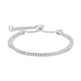 Sterling-Silver-Cubic-Zirconia-Double-Strand-Friendship-Bracelet on sale