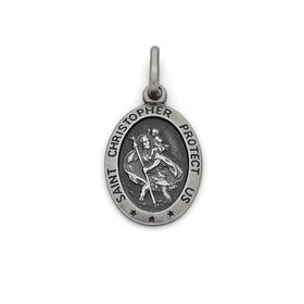 Sterling+Silver+Oxidise+St.+Christopher+Charm