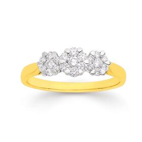 9ct+Gold+Diamond+Trilogy+Ring