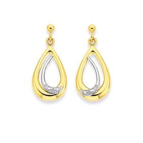 9ct+Gold+Diamond+Teardrop+Earrings