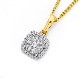 9ct-Gold-Diamond-Cushion-Pendant on sale