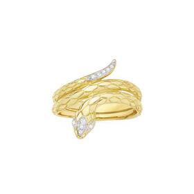 9ct+Gold+Diamond+Snake+Ring