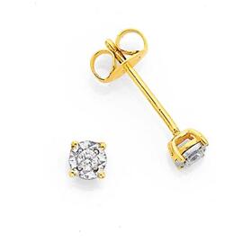 9ct+Gold+Diamond+Claw+Stud+Earrings