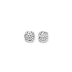 9ct-Yellow-Gold-Diamond-Cushion-Shape-Stud-Earrings on sale