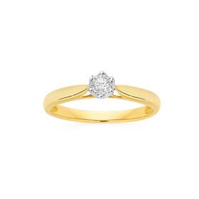 9ct+Two+Tone+Gold+Diamond+Solitaire+Ring