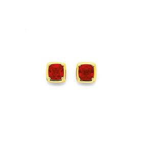 9ct-Gold-Created-Ruby-Stud-Earrings on sale