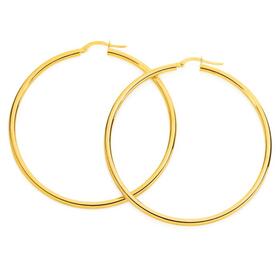 9ct+Gold+2.5x50mm+Polished+Hoop+Earrings