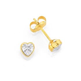 9ct-Gold-Cubic-Zirconia-Heart-Stud-Earrings on sale