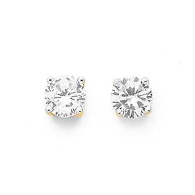 9ct-Gold-Cubic-Zirconia-Round-Stud-Earrings on sale