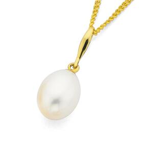 9ct+Gold+Cultured+Fresh+Water+Pearl+Pendant