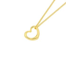 9ct+Gold+14mm+Open+Heart+Floating+Pendant