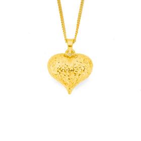 9ct+Gold+15mm+Puff+Heart+Pendant