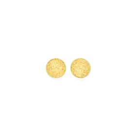 9ct+Gold+6mm+Diamond-Cut+Button+Stud+Earrings