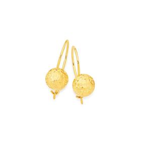 9ct-Gold-6mm-Diamond-Cut-Euroball-Earrings on sale