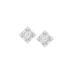 Sterling+Silver+Square+Cubic+Zirconia+Earrings