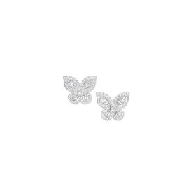 Sterling+Silver+Baguette+Cubic+Zirconia+Butterfly+Earrings