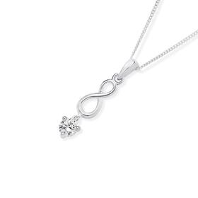 Sterling-Silver-Cubic-Zirconia-Drop-on-Infinity-Drop-Pendant on sale
