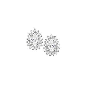 Sterling+Silver+Pear+Frame+%26amp%3B+Oval+Cubic+Zirconia+Studs