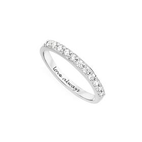 Sterling+Silver+%26quot%3BLove+Always%26quot%3B+Cubic+Zirconia+Band