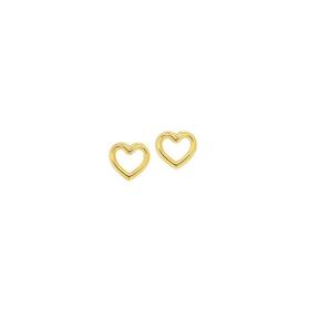 9ct+Gold+Open+Heart+Stud+Earrings