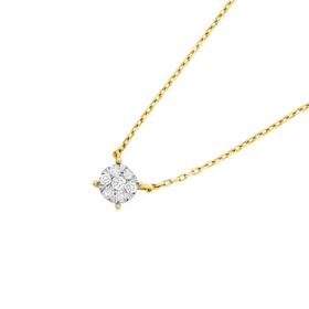 9ct+Gold+Diamond+Small+Cluster+Necklet