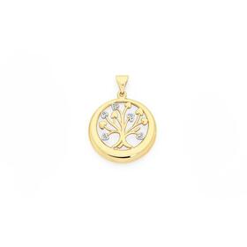 9ct+Gold+Diamond+Tree+of+Life+Pendant