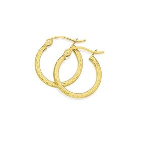 9ct-Gold-12mm-Diamond-Cut-Square-Tube-Hoop-Earrings on sale