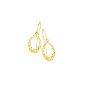 9ct-Gold-Open-Diamond-Cut-Oval-Hook-Drop-Earrings on sale