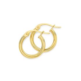 9ct+Gold+2x10mm+Twist+Hoop+Earrings