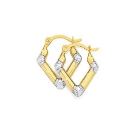 9ct-Gold-Two-Tone-8mm-V-Shape-Hoop-Earrings on sale