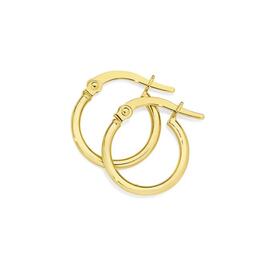 9ct+Gold+10mm+Polished+Hoop+Earrings