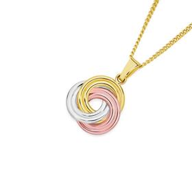 9ct+Gold+Tri+Tone+Knot+Pendant