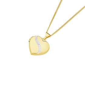 9ct+Gold+Two+Tone+15mm+Diamond-Set+Swirl+Heart+Locket