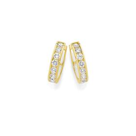 9ct-Gold-Cubic-Zirconia-Round-Brilliant-Cut-Channel-Set-Huggie-Earrings on sale