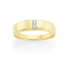9ct-Gold-Diamond-Centre-Ridge-Gents-Ring on sale
