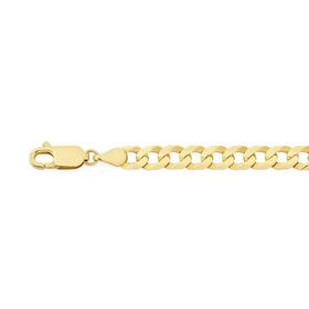 9ct+Gold+21.5cm+Solid+Bevelled+Curb+Gents+Bracelet