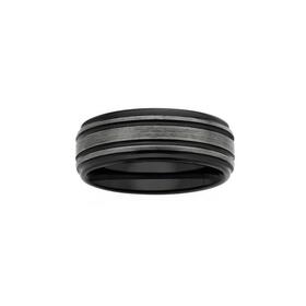 Tungsten-Carbide-Matt-Lines-on-Black-Ring on sale