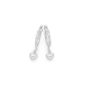 Silver-Heart-Drop-On-Hoop-Earrings on sale