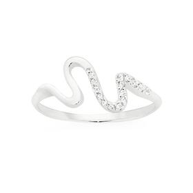 Sterling+Silver+Semi-Cubic+Zirconia+Squiggle+Ring