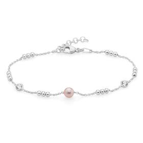 Silver-19cm-Simulated-Pearl-CZ-Fancy-Bead-Bracelet on sale