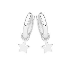 Sterling+Silver+Star+Drop+Huggie+Earrings