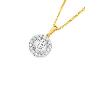 Alora+10ct+Gold+1%2F3+Carat+TW+Lab+Grown+Diamond+Round+Halo+Pendant