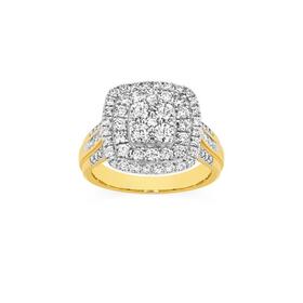 Alora+10ct+Gold+1+1%2F2+Carats+TW+Lab+Grown+Diamond+Cushion+Cluster+Ring