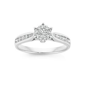 9ct-White-Gold-Diamond-Cluster-Ring on sale