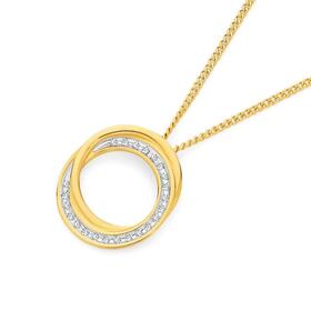 9ct-Gold-Diamond-Double-Circle-Pendant on sale