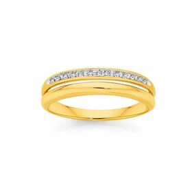 9ct+Gold+Diamond+Double+Row+Split+Ring