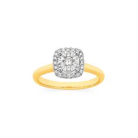 9ct+Gold+Diamond+Cluster+Ring