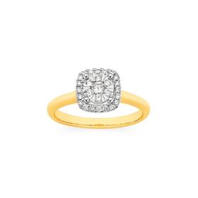 9ct-Gold-Diamond-Cushion-Cluster-Ring on sale