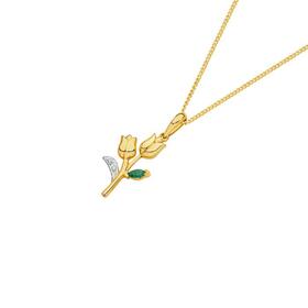 9ct-Gold-Natural-Emerald-Diamond-Pendant on sale