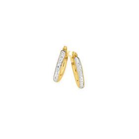 9ct-Gold-Two-Tone-10mm-Diamond-Cut-Front-Hoop-Earrings on sale